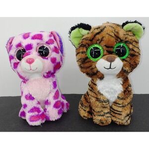 Ty Beanie Boo Glamour The Leopard And Tiggy The Tiger 6" Plush Stuffed Animal